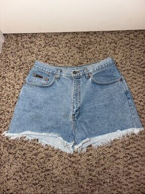 Calvin Klein Light Blue Frayed Hem Denim Shorts